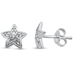 12ct 14kt white gold trendy star bezel set studs